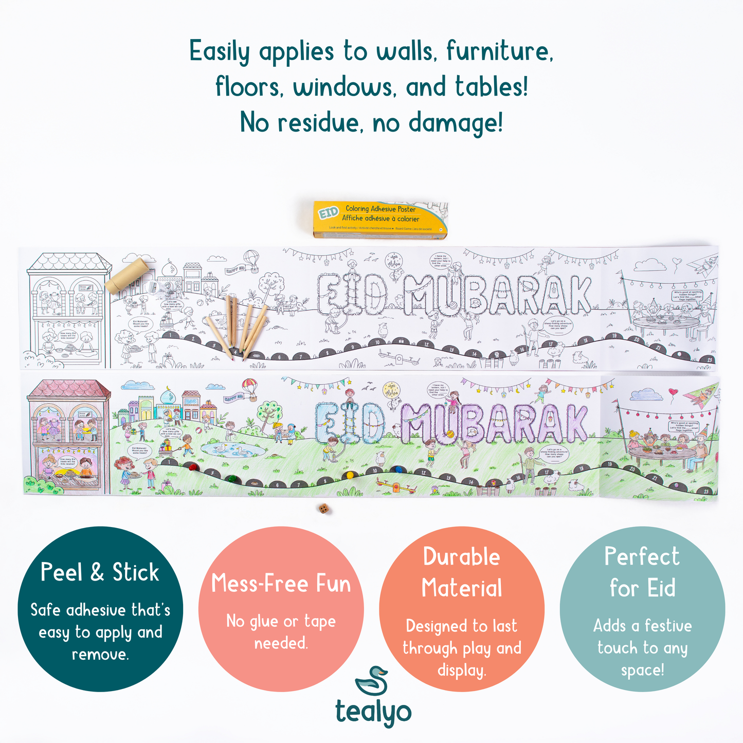 Eid Adhesive Coloring Poster - ملصق تلوين لاصق للعيد