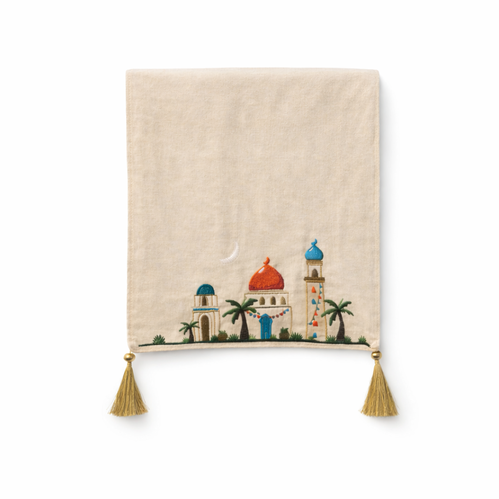 Embroidered Linen Table Runner