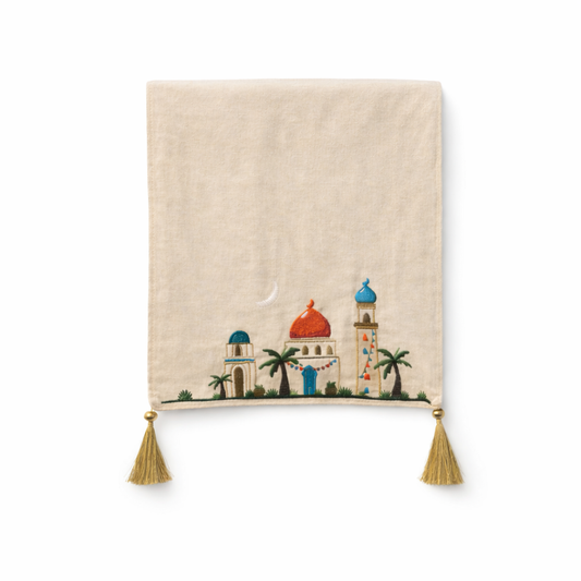 Embroidered Linen Table Runner